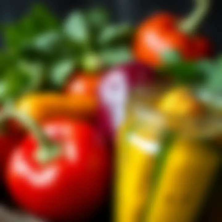 A close-up of fresh vegetables ready for brining, capturing their vibrant colors