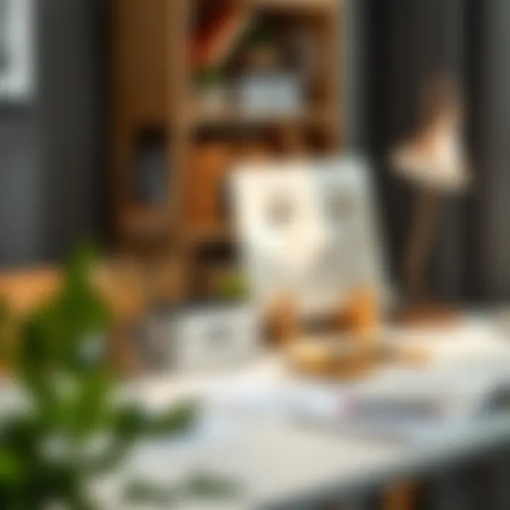 Functional desk arrangement with accessories