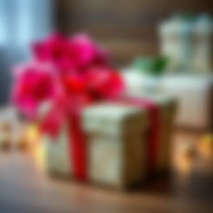 A beautifully wrapped gift box with a ribbon