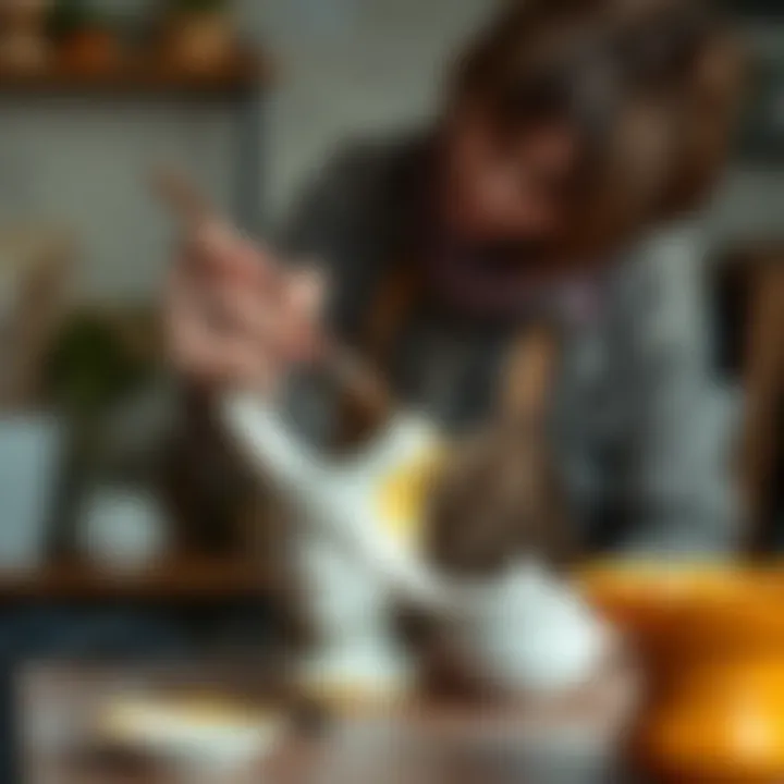 An artist applying glaze to a ceramic sculpture