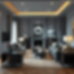 Elegant living room featuring various shades of gray paint