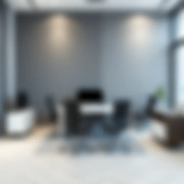 Modern office space using gray tones for a professional feel