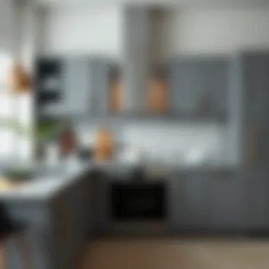 Varied Textures in Gray Kitchen Cabinets Stylish gray cabinet collection with varied textures