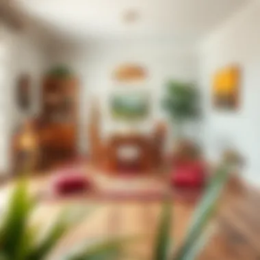 Dining area highlighted with a colorful area rug