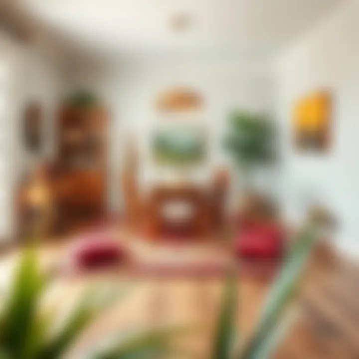Dining area highlighted with a colorful area rug