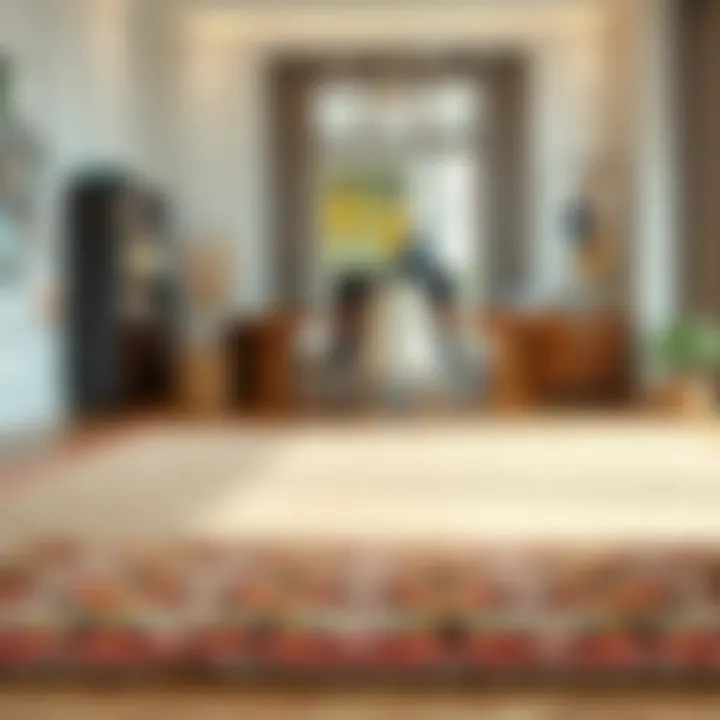 Stylish office space with patterned rug