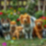 Caring for Domestic Animals A variety of domestic pets enjoying a lush garden