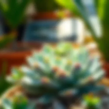 Healthy succulent plant thriving under sunlight