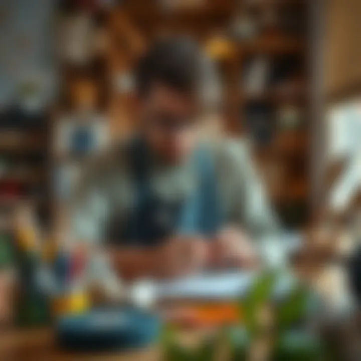 An individual immersed in a creative hobby, demonstrating personal growth.