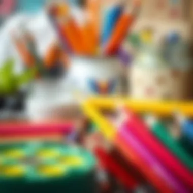 Colorful art supplies for creative hobbies