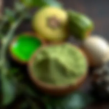 Various shades of green derived from natural sources