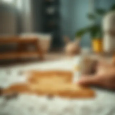 Coffee stain removal technique on carpet