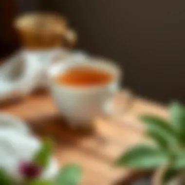 A cup of linden tea on a wooden table