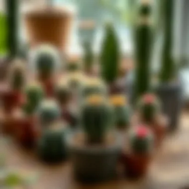An indoor garden featuring small cacti arranged harmoniously