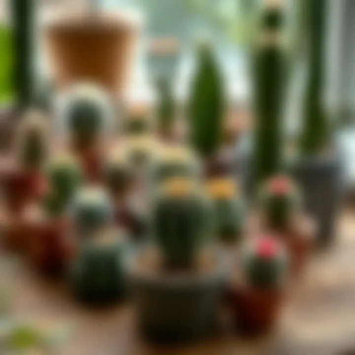 An indoor garden featuring small cacti arranged harmoniously