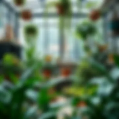 A beautifully arranged indoor garden with various plants