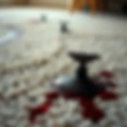 Detailed view of an ink stain on a carpet