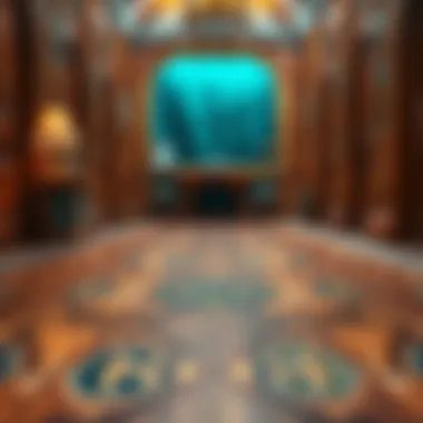 A vibrant wooden floor with intricate patterns