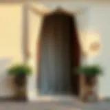 Elegant doorway adorned with sheer fabric
