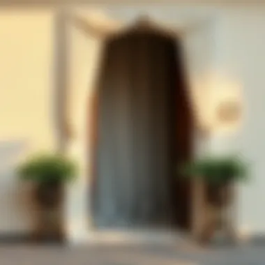 Elegant doorway adorned with sheer fabric