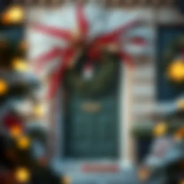 Creative tulle arrangement for festive door decoration