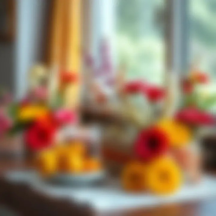 Colorful floral accents in traditional gift presentation