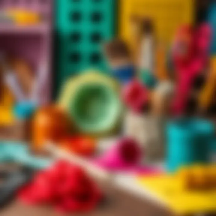 Vibrant DIY Materials and Tools A collection of vibrant materials and tools for DIY table projects