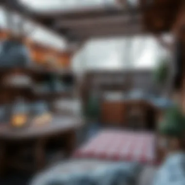 Cozy winter garden with wooden elements and comfortable seating.