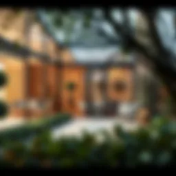 Elegant winter garden design featuring glass walls and lush greenery.