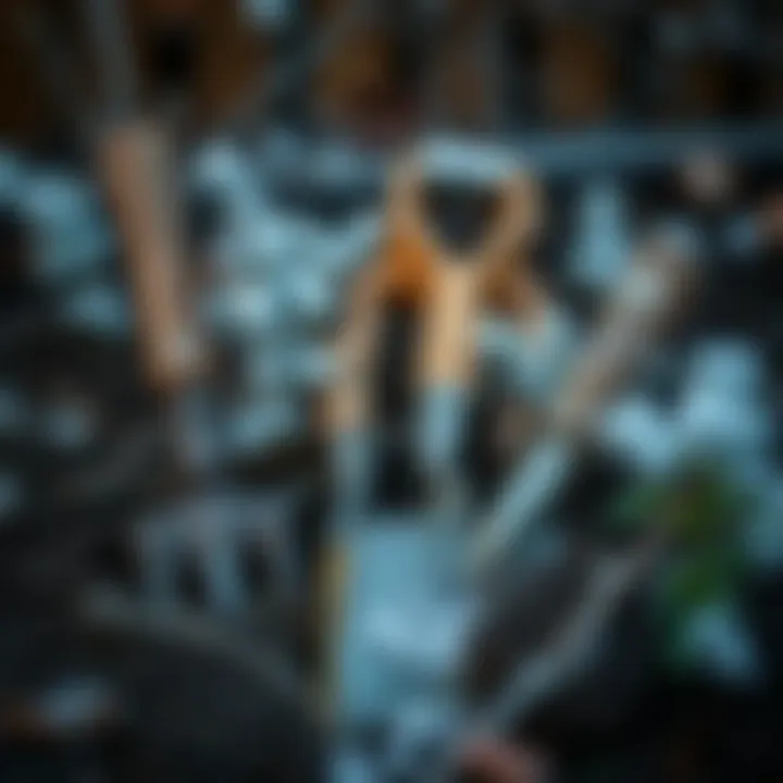 Gardening tools prepared for winter planting