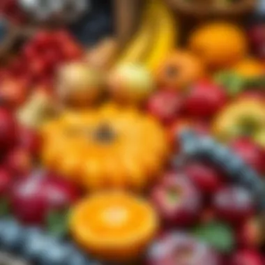 A variety of winter fruits displayed attractively