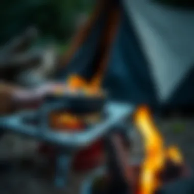 Illustration of safety practices for using a camping stove