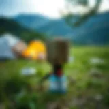 Scenic Setup of Koçtaş Camping Stove Camping stove set up in a scenic outdoor location