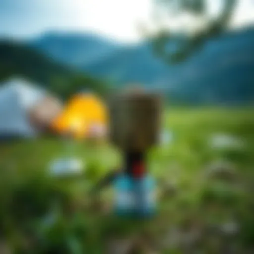 Scenic Setup of Koçtaş Camping Stove Camping stove set up in a scenic outdoor location