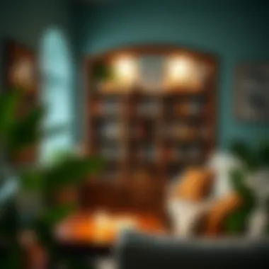 Aesthetic integration of the bookshelf in a cozy reading nook