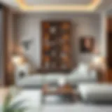 Elegant 5-shelf bookshelf in a modern living room setting