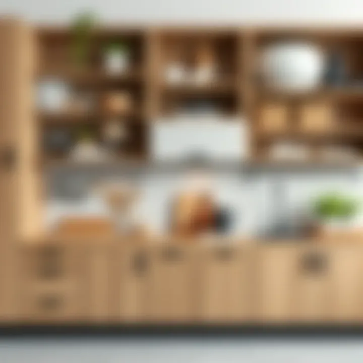 Variety of materials used in Koçtaş shelving cabinets highlighting durability and style.