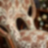 Traditional upholstery techniques showcasing intricate patterns