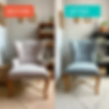 Before and after transformation of an upholstered chair