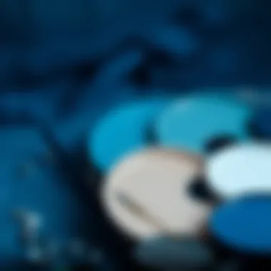 An artistic palette with deep blue hues