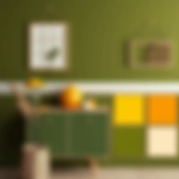 Color palette showcasing combinations with dark yellow paint