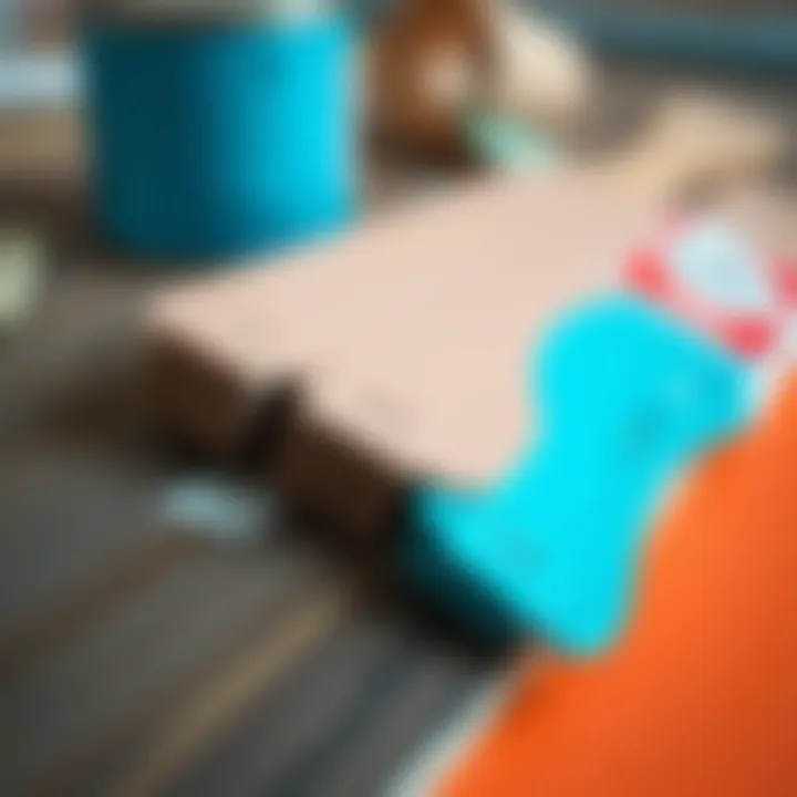 A close-up view of different paint options for laminate surfaces.