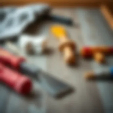Tools and materials required for painting laminate floors.