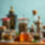 An assortment of loose leaf teas displayed in elegant containers