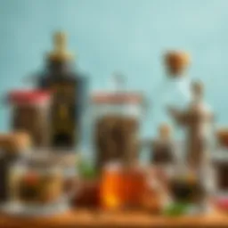 An assortment of loose leaf teas displayed in elegant containers