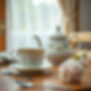 A beautiful teapot accompanied by a cup and saucer on a wooden table