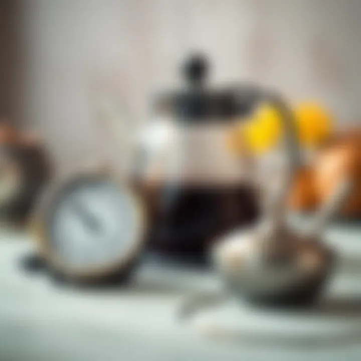 A timer set next to a brewing teapot, emphasizing perfect steeping time