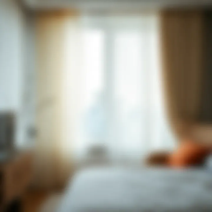 Light-filtering curtains enhancing bedroom ambiance