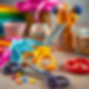 A DIY project showcasing scissors in action with colorful materials.