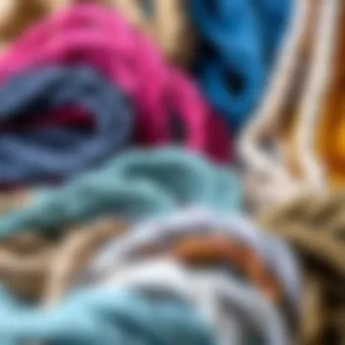 Various macrame cords in different textures and colors